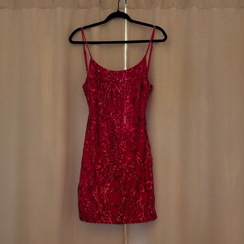 Crystal Doll Red Sequin Mini Dress